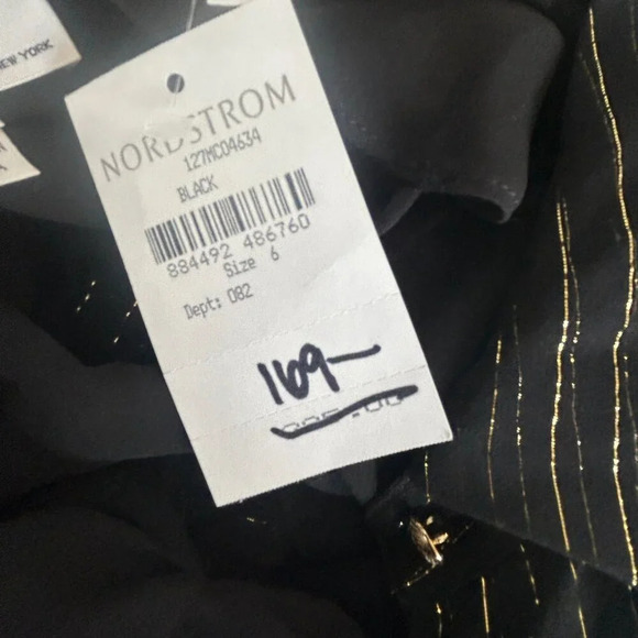 Milly Black Metallic Pinstripe Silk Sheer Blouse and Camisole Size 6 NWT - Picture 8 of 9